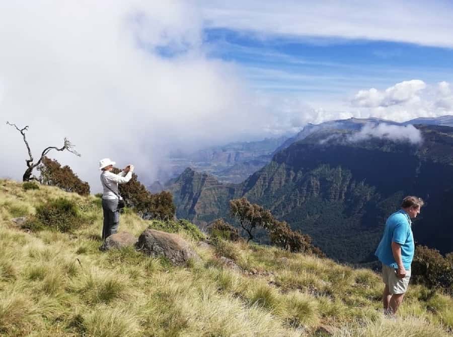 Cloud breaking over the escarpment above the Blue Nile gorge